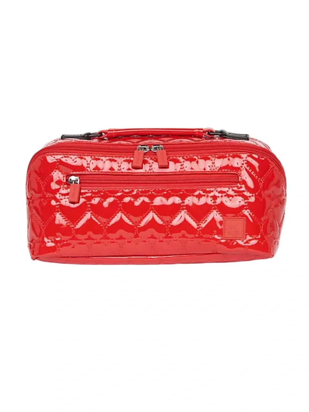 IHKWIP Carry All Heart Quilted Travel Cosmetic Case Cardinal Red NWT